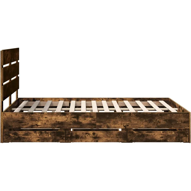 vidaXL Bettrahmen Räuchereiche 150 x 200 cm Ingenieurs Holz 3411826 – Bild 9