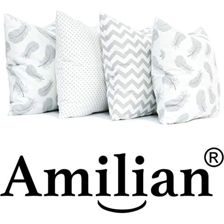 Amilian Dekokissen 4er Set - Dekokissen mit Füllung - 50x50 cm - Deko Kissen – Bild 8