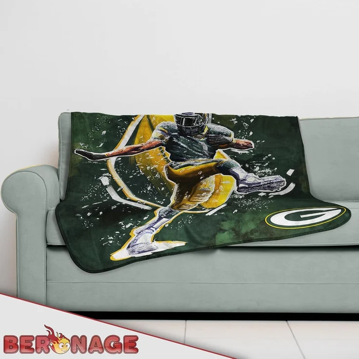 Wohndecke NFL Green Bay Packers Decke 150x200 cm Wellsoft Kuscheldecke Wohndecke, BERONAGE, passend zur Bettwäsche, ideal für Sofa, Couch, Bett, Auto, Camping – Bild 4