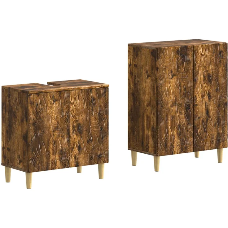 vidaXL 2-teiliges Badezimmer Schrank Set DELFT Raucheiche 3417626 – Bild 2