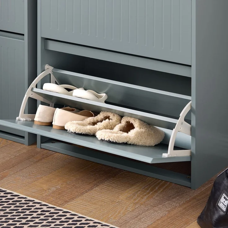 SoBuy FSR165-K-HG Schuhschrank, MDF, Lackiert, Grau, 60 x 120 x 25 cm – Bild 4