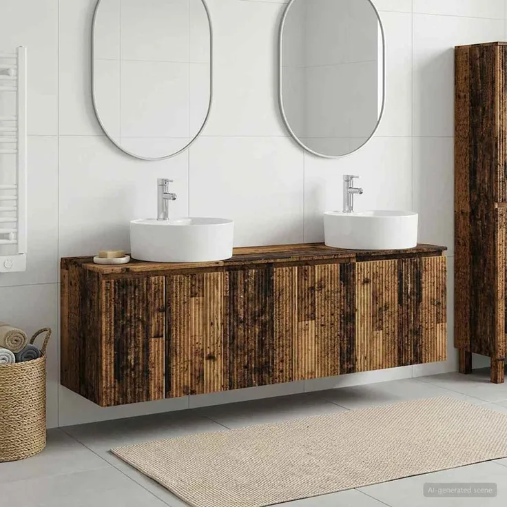 vidaXL Badezimmerschrank-Set 3 stk. Altholz 161,5 x 44,5 x 82 cm 3405675