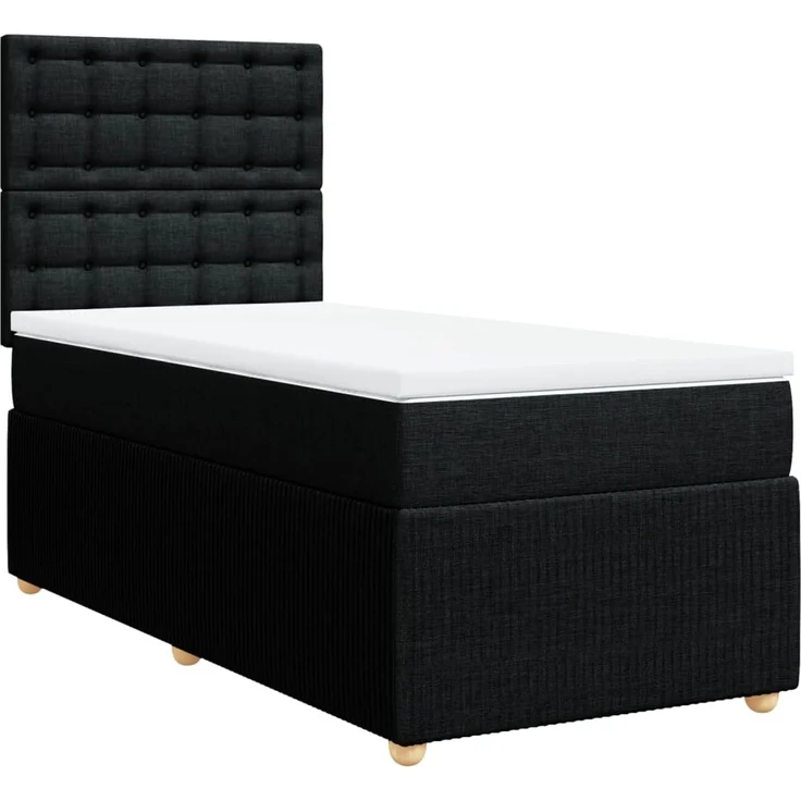 vidaXL Boxspringbett mit Matratze Schwarz 90x200 cm Stoff 3294255 – Bild 3