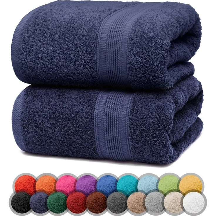 NatureMark Duschtücher 2er-Set Frottier Duschtücher 70x140cm, 100% Baumwolle (2-St), Premium Qualität, DUSCHTUCH, Dusch-Handtuch, 70x140cm, Navy blau – Bild 1