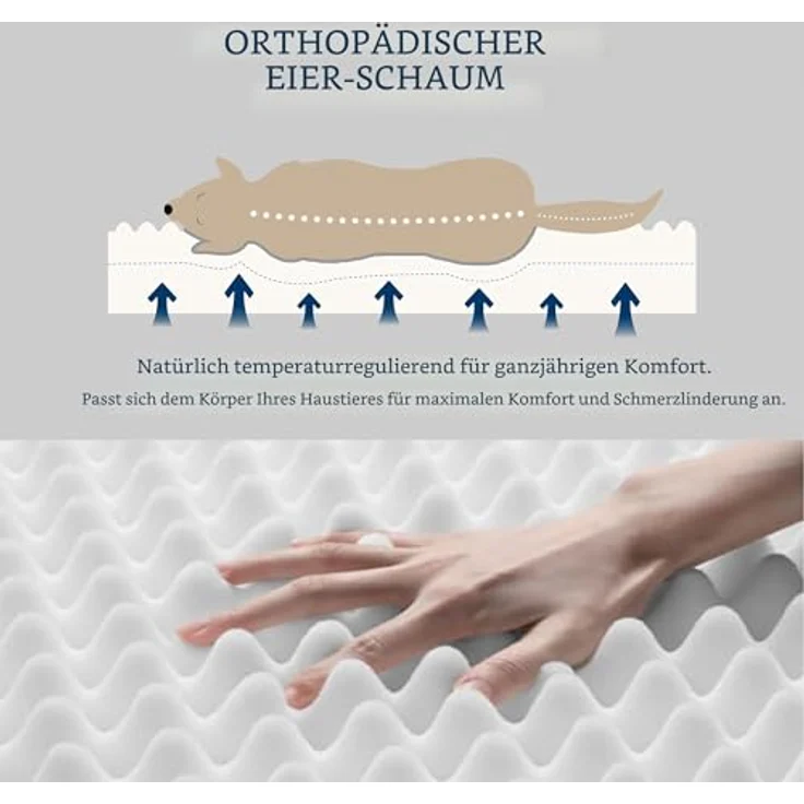 BEDSURE orthopädisches Hundebett kleine Hunde - 76 x 51 x 7.6 cm Hundekissen flauschig Hundematte waschbar Hundematratze in grau für kleine Hunde – Bild 3