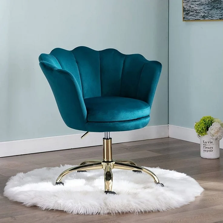 WAHSON OFFICE CHAIRS Loungesessel Bürostuhl Kunstfell Drehstuhl mit Rollen – Bild 2