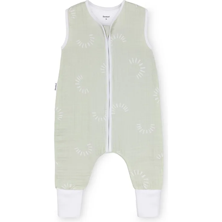 Ehrenkind® Baby Sommerschlafsack mit Füßen Musselin | aus weicher OEKO-TEX zertifizierter Bio-Baumwolle | Sommer Baby Schlafsack 1 TOG Gr. 90 Farbe Salbei Gemustert