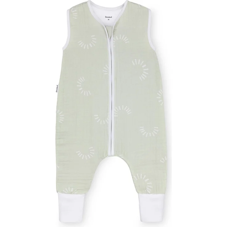 Ehrenkind® Baby Sommerschlafsack mit Füßen Musselin | aus weicher OEKO-TEX zertifizierter Bio-Baumwolle | Sommer Baby Schlafsack 1 TOG Gr. 90 Farbe Salbei Gemustert – Bild 1