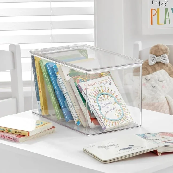 Spielzeugaufbewahrung stapelbare Kiste Organizer mit Deckel mDesign durchsichtig – Bild 3