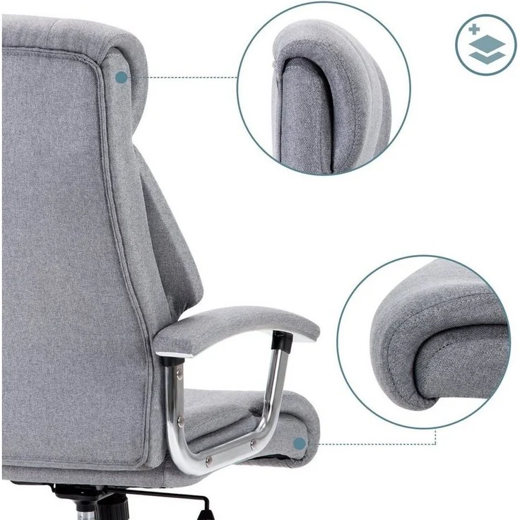 Intimate WM Heart Chefsessel Ergonomischer Bürostuhl, Stoff Schreibtischstuhl, Mit gepolsterten Armlehnen, Wippfunktion und Kopfunterstützung – Bild 2