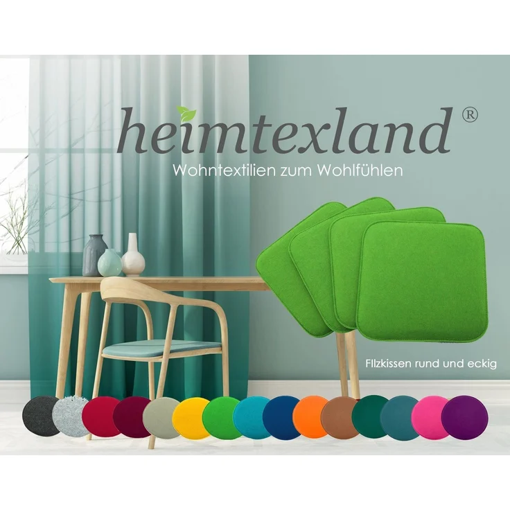heimtexland ® Sitzkissen Set Filz Stuhlkissen Stuhlauflage Filzkissen Stuhl Polster Kissen Typ631 2er Set 35 cm Rund Anthrazit – Bild 5