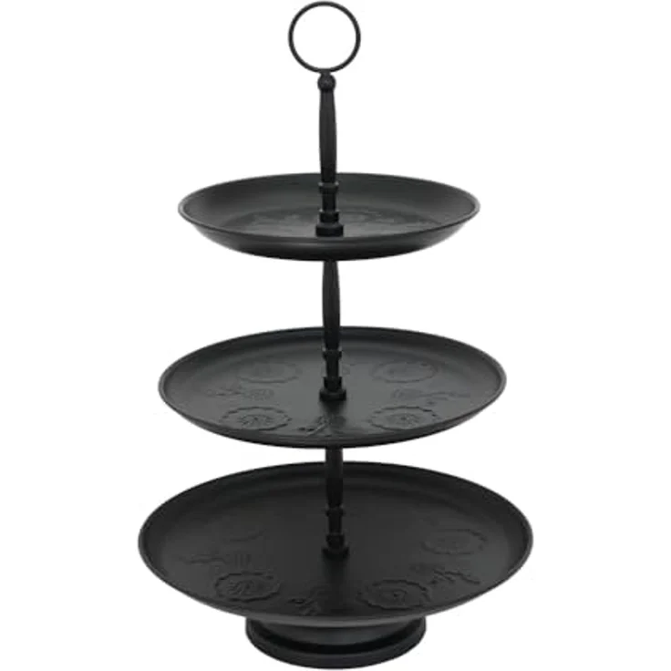 Grafelstein Etagere Etagere BLOMSTER schwarz aus Metall mit skandinavischem Blumenmuster M – Bild 1