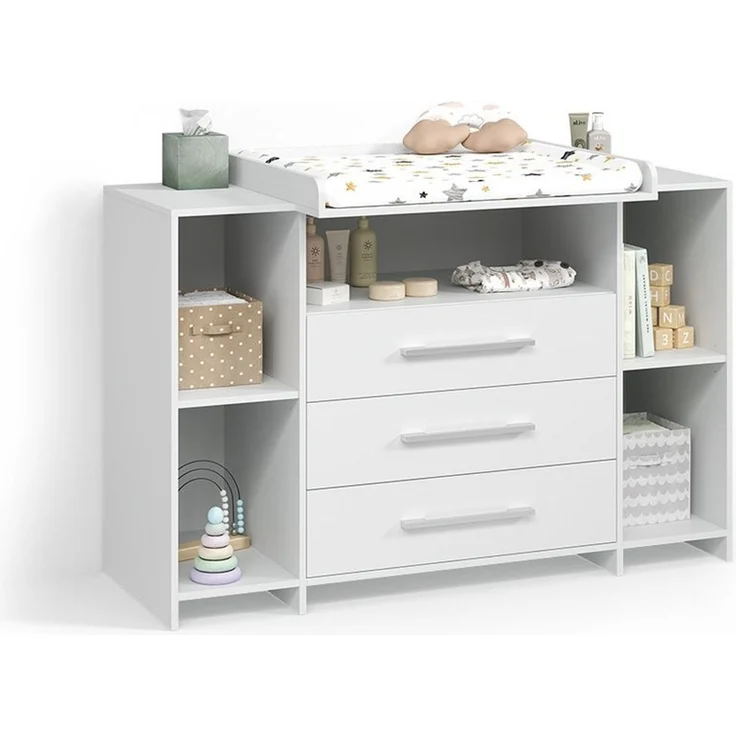 Livinity® Wickelkommode Torino, Weiß/Weiß, XL mit Schubladen – Bild 5