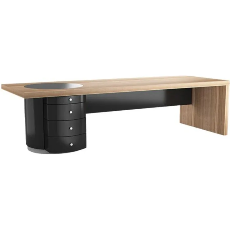 JVmoebel Schreibtisch Chef, moderner Tisch aus hellem Holz, 300 x 100 x 74 cm, 4 Schubladen, Made in Europa