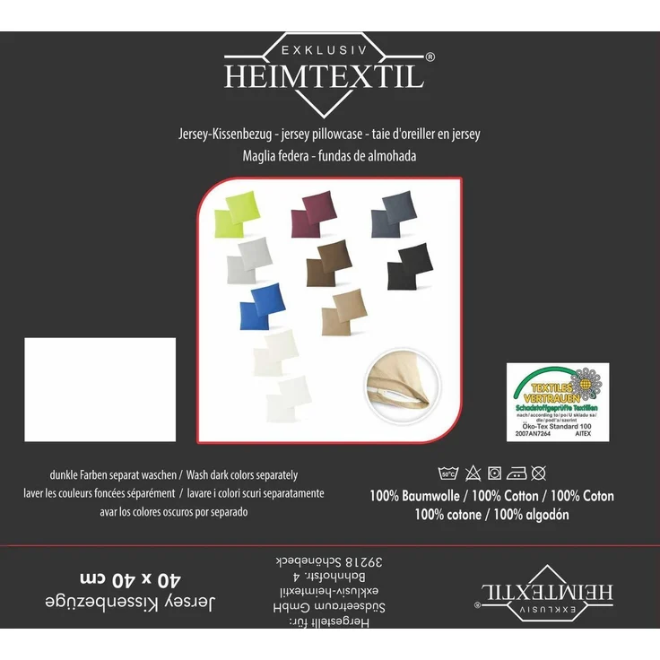 Jersey Kissenbezug, 2er Set, Baumwolle, Bordeaux, 80x80 cm – Bild 4