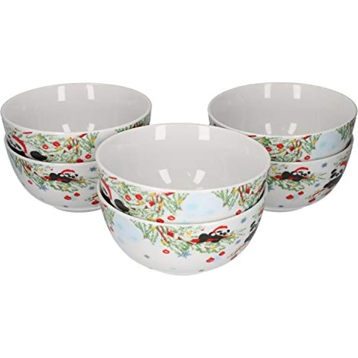 van Well Müslischale 6er Set Müslischale 14,5cm Weihnachtspanda Porzellan, Porzellan – Bild 2
