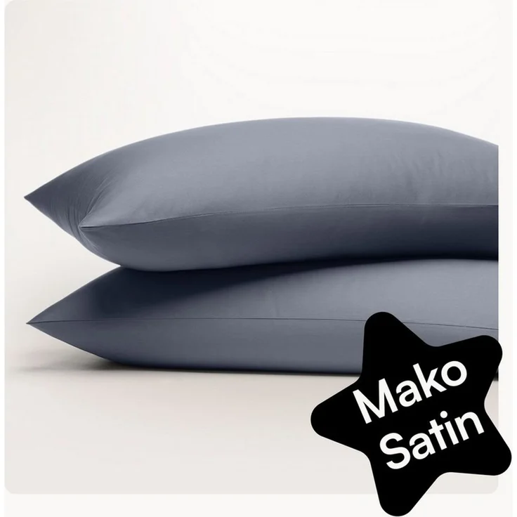 Seralino Kissenbezüge Mako Satin Kissenbezug (100% Bio Baumwolle) weich, hautfreundlich, (2 Stück), Fairtrade/ GOTS zertifizierte uni Kissenhülle mit Reißverschluss – Bild 1