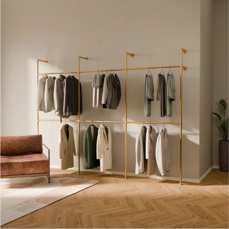 pamo. design Kleiderständer KIM DOUBLE, Offener Kleiderschrank aus Wasserrohren – Bild 1