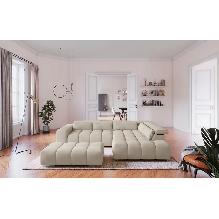 COTTA Ecksofa Orion L-Form, B: 310 cm, Kopfteilverstellung & 5 Nierenkissen