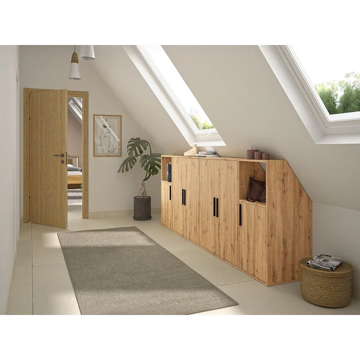 Vente-unique - Schrank unter Dachschräge mit 6 Türen und 2 Ablagen - Farbe: Natur ADEZIO – Bild 2