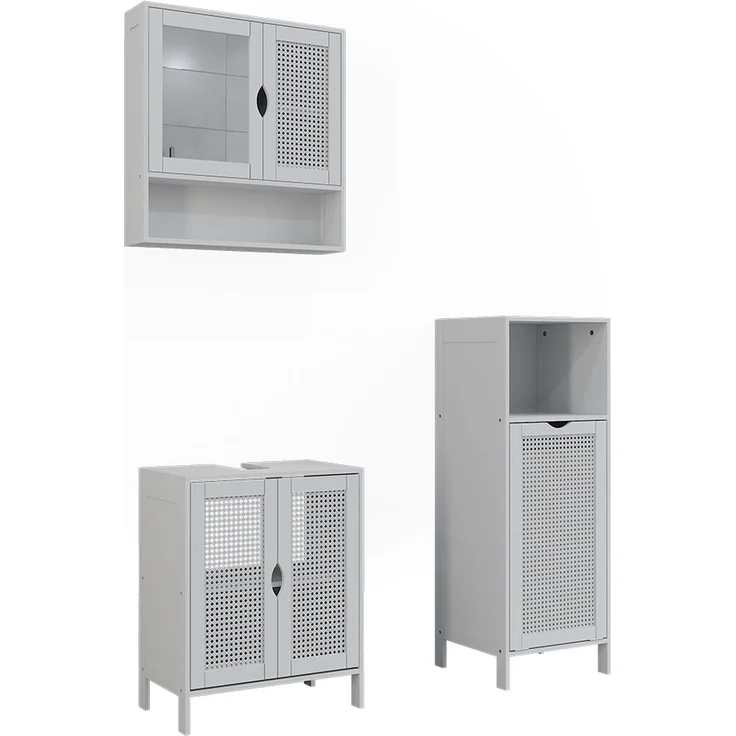 Badmöbel-Set Liora Weiß 3-teilig Vicco – Bild 1