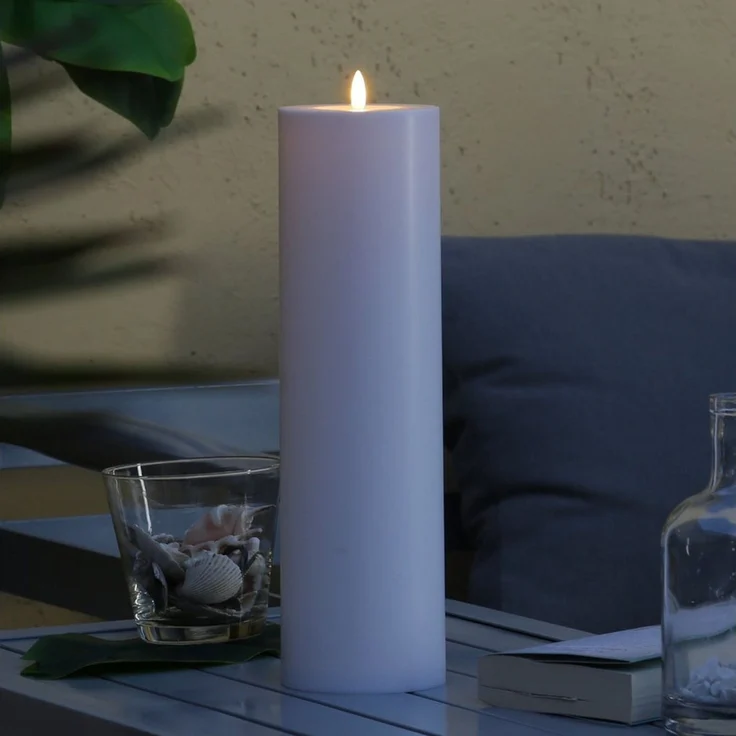 MARELIDA LED-Kerze XXL LED Kerze für Außen Outdoorkerze H: 37,5cm D: 10cm Timer Sensor, LED Classic, warmweiß (2100K bis 3000K) – Bild 1