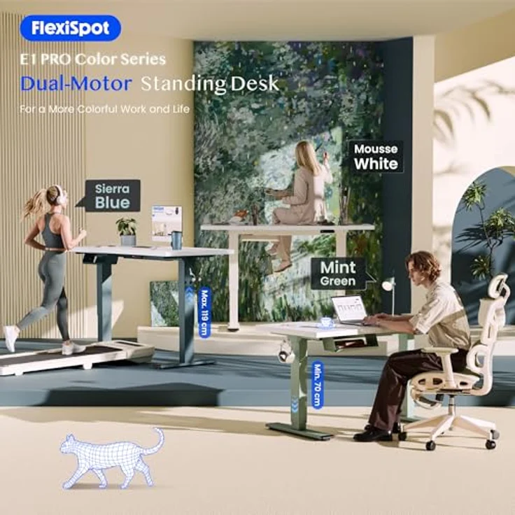 FLEXISPOT Höhenverstellbarer Schreibtisch mit 2 Motoren & 25MM EINTEILIGER Tischplatte 120x80 cm, Ergonomischer Bürotisch Elektrisch mit Kabelmanagement, Memory Funktion & Höhenanzeige – Bild 4
