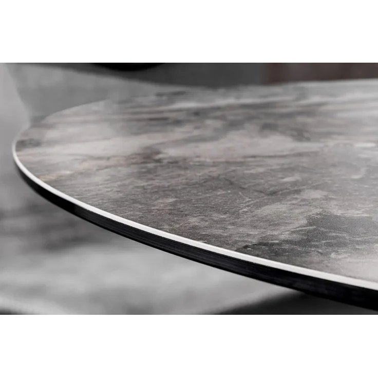 Design Esstisch AMICA 120cm taupe Marmor-Optik Keramik schwarzes Metall-Gestell – Bild 4