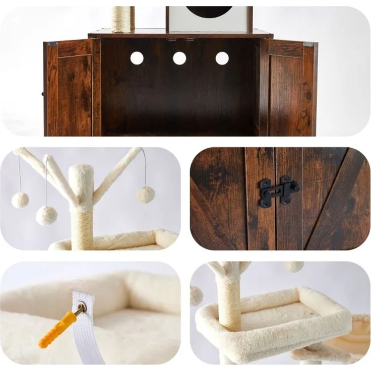 Relaxdays Kratzbaum mit Katzenklo-Schrank 150 cm – Bild 7