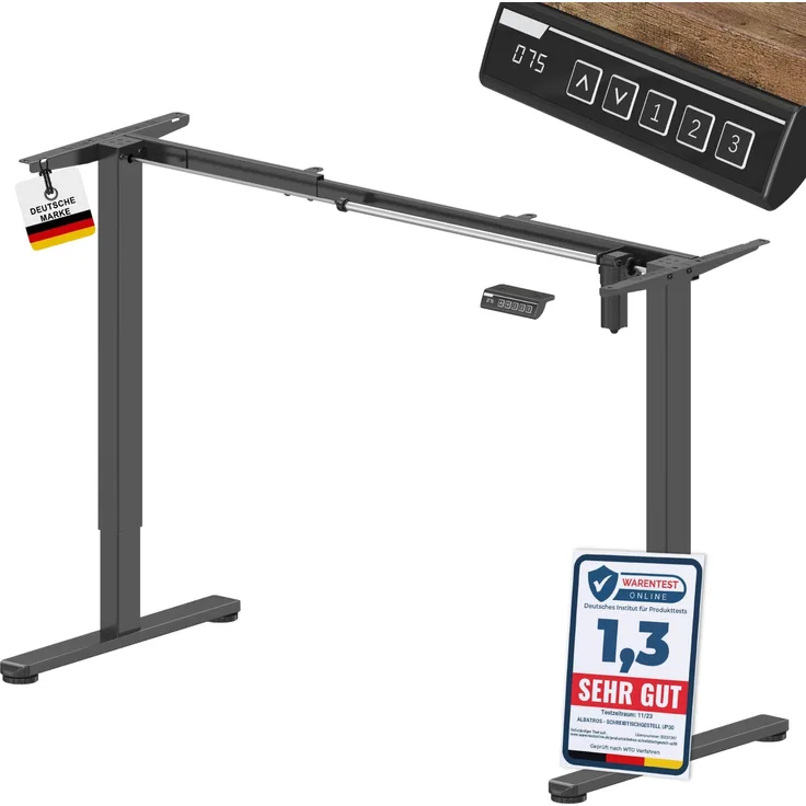 ALBATROS UP30 Gestell für Schreibtisch Höhenverstellbar Elektrisch mit Motor, schwarz - Stufenlos Höhenverstellbares Schreibtischgestell / Tischgestell, Farbe:Schwarz