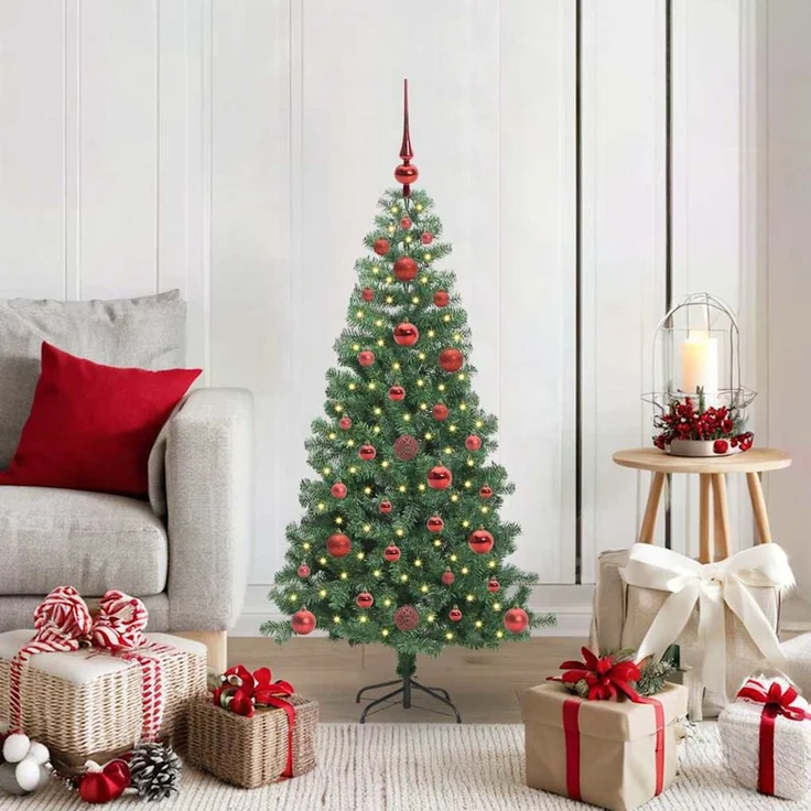 vidaXL Weihnachtsbaum mit LED-Beleuchtung Grün 120 cm PVC und Stahl 3396358 – Bild 1
