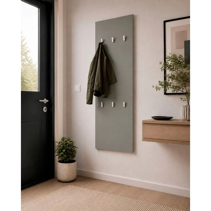 borchardt Möbel Garderobenpaneel Vaasa, 123x45cm mit Metallhaken, Garderobe hängend, 6 Haken, Wandgarderobe – Bild 4