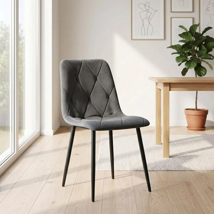 B&D home Essgruppe Mara & Vicka, (Set, 5-tlg, 1 Tisch / 4 Stühle), Esstisch ausziehbar bis 160cm für 4-6 Personen, Stühle in Samtstoff – Bild 4