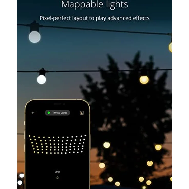 Twinkly Festoon 20 LED Weiß, Lichterkette mit 20 LED-Lampen, Außen- und Innenbeleuchtung von Warmweiß bis Kaltweiß, Kompatibel mit Alexa, Google Home, IP44, App-Steuerung, Schwarzes Kabel, 10m – Bild 4