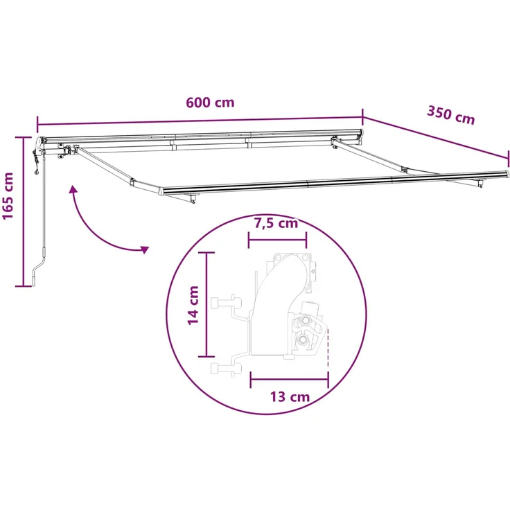 vidaXL Ausziehbare Markise Sand 600 x 350 cm Stoff und Aluminium 3426502 – Bild 8