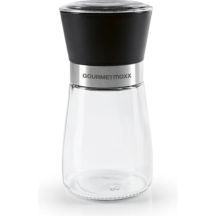 GOURMETmaxx Salz- & Pfeffermühle Kompakt 2er-Set transparent/schwarz – Bild 2