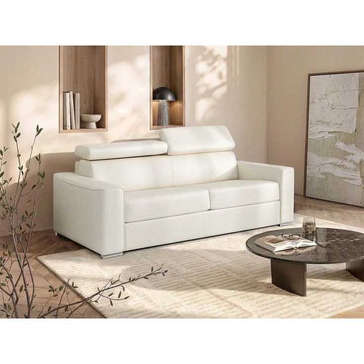 Vente-unique - VIZIR - Schlafsofa - Plastik - Kunststoff (PVC), Metall - Weiß - 216 x 223 x 110 cm – Bild 2