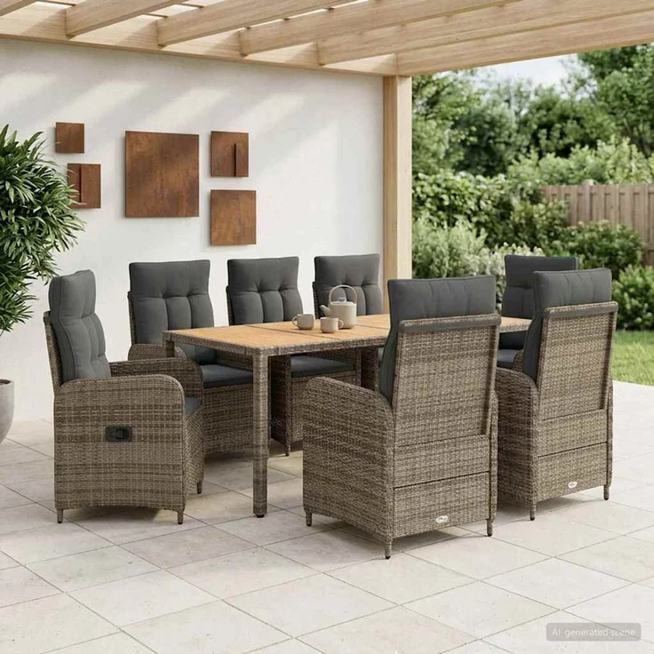 vidaXL Outdoortisch-Set 9 stk. Hellgrau und Dunkelgrau 3422289 – Bild 3