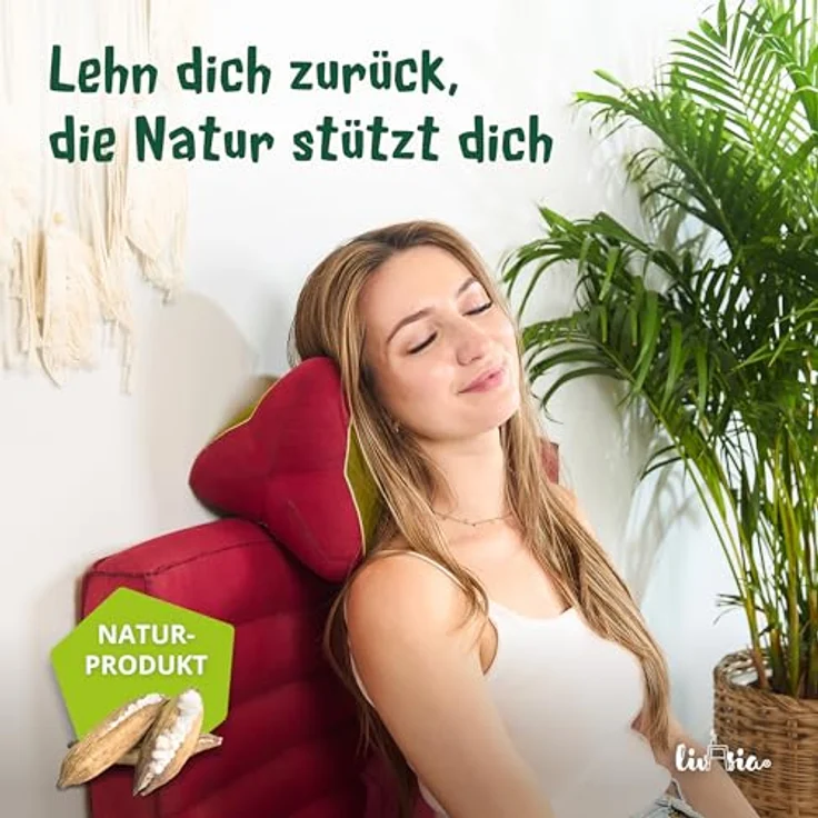 livasia Nackenstützkissen Knochenkissen, vegan und handgefertigt, Ø 15x32cm, Kapok – Bild 3