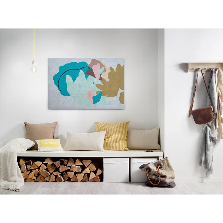 Abstrakte Kunst Leinwandbild Blau Grau Braun 90x60 DD120483 Wandbild Leinwand – Bild 7