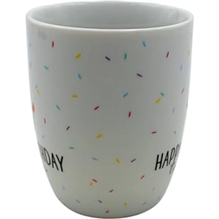 9502241 Kaffeebecher/Tasse aus Porzellan, Motiv: Happy Birthday. Größe H/Ø: 9,8 x 8,2 cm, Fassungsvermögen 250 ml, Spülmaschinengeeignet. – Bild 4