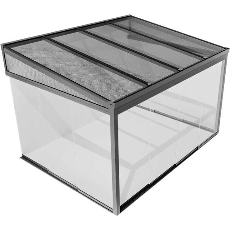 Terrando Gartenzimmer Basic mit Glasschiebewänden Wintergarten aus Metall in Grau Terrassenüberdachung Glasanbau – Bild 3