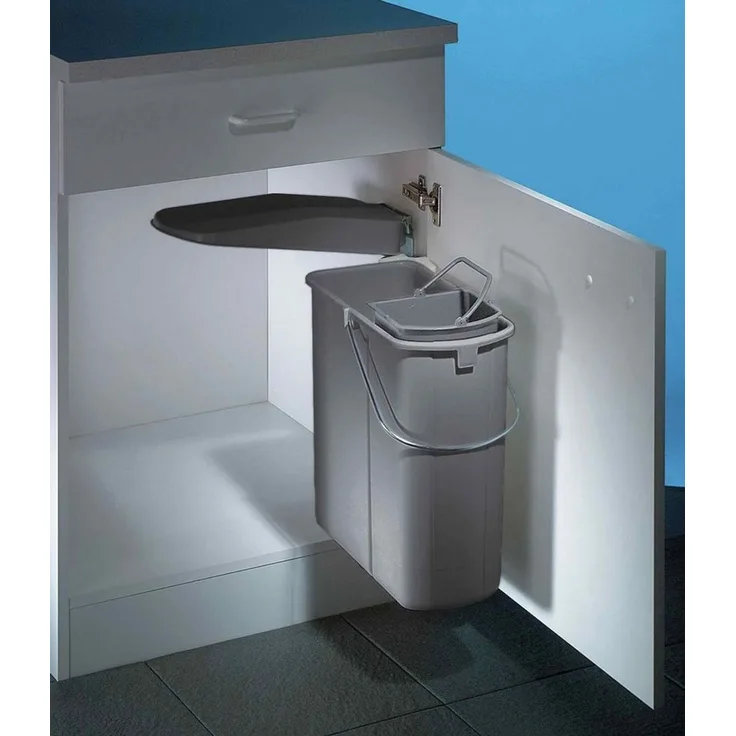 WESCO Abfallsorter 19 Liter VARIO 1 PLUS inkl. Bio Eimer ab 45 cm Schrankbreite, alugrau