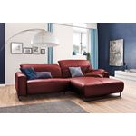KAWOLA Sofa YORK Leder Life-line cherry Rec rechts Fuß Metall schwarz mit Sitztiefenverstellung 85 x 180 x 284 cm