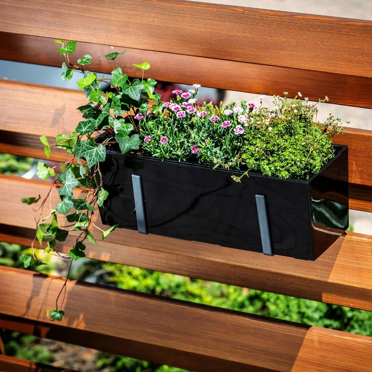 KADAX Blumentopf Balkonkastengriffe 19x56cm Schwarz – Bild 5