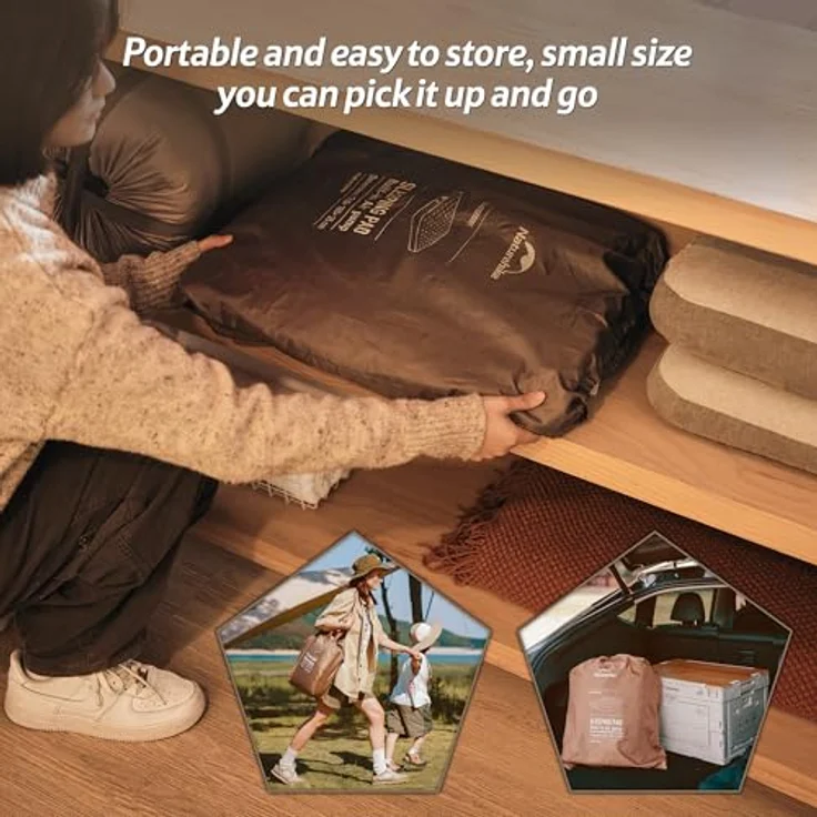Naturehike Luftmatratze 3 Personen Selbstaufblasend mit Akkupumpe - Aufblasbares Gästebett 200 x 180 x 45 cm für Camping & Zuhause, Leicht, Bequem und Schnell aufblasbar – Bild 8