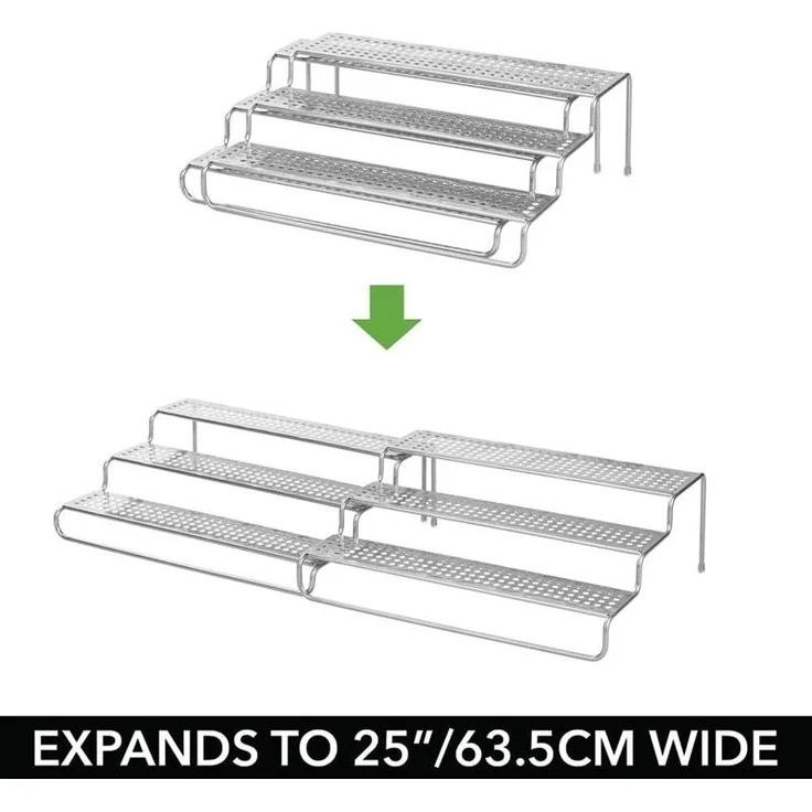 mDesign Gewürzregal Regal Küchenablage Organizer ausziehbar Metall Silber – Bild 5