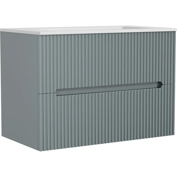 Vente-unique - PAVANI Waschbeckenmöbel Holz, Platte Blau - B 45,5 cm x H 55 cm x L 80 cm – Bild 4