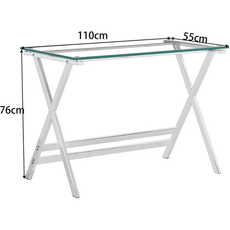 Celya Computertisch Sofatisch aus Glas (Transparente Tischplatte aus gehärtetem Glas, abgerundete Kanten), Ideal für Wohnzimmer, Schlafzimmer, Homeoffice – Bild 2