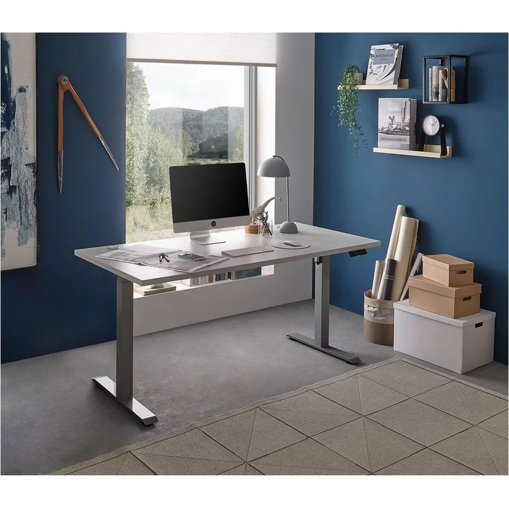 Schreibtisch Pronto, Holzwerkstoff, Kunststoff, Stahl, Silber, Grau – Bild 9